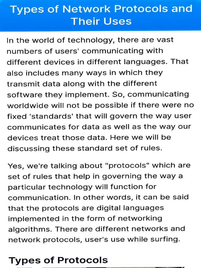 An Overview of Common Network Protocols: Their Uses and Functions | PDF ...