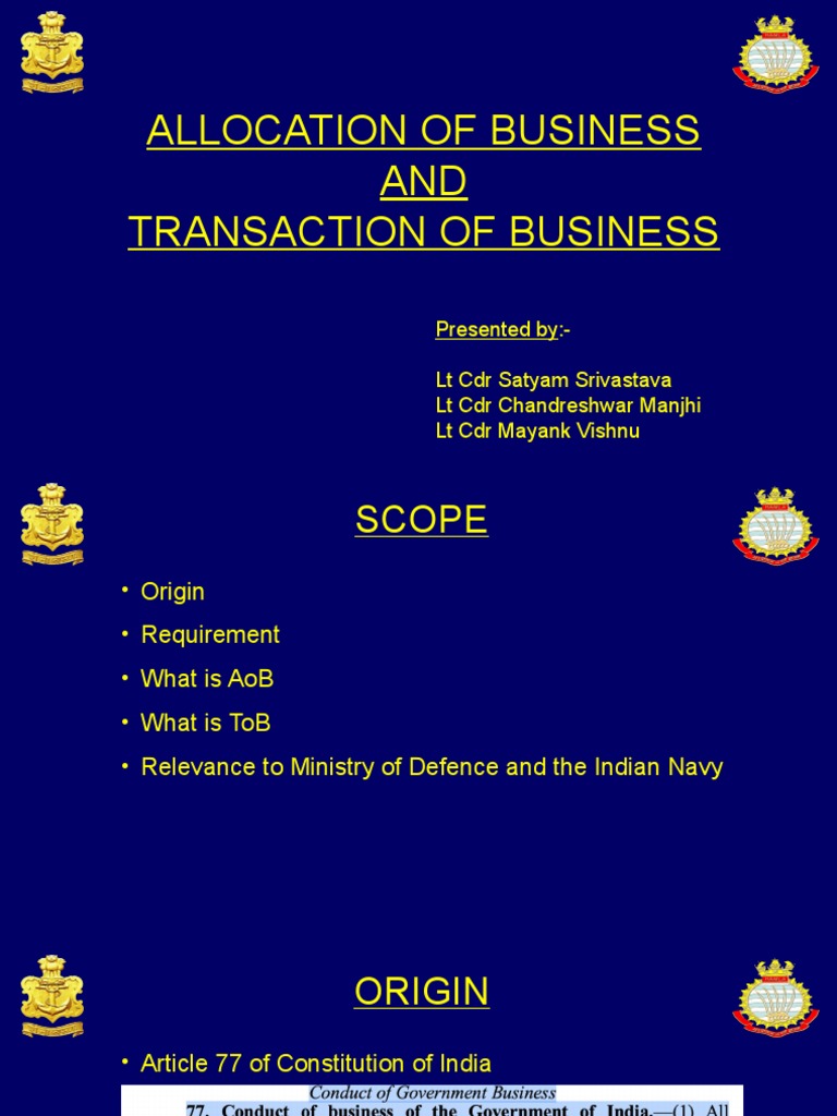 Allocation of Business in Defence | PDF | Technology & Engineering