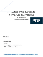 A Practical Introduction To HTML, Css & Javascript: Dr. Chris Tomlinson Chris - Tomlinson@Imperial - Ac.Uk