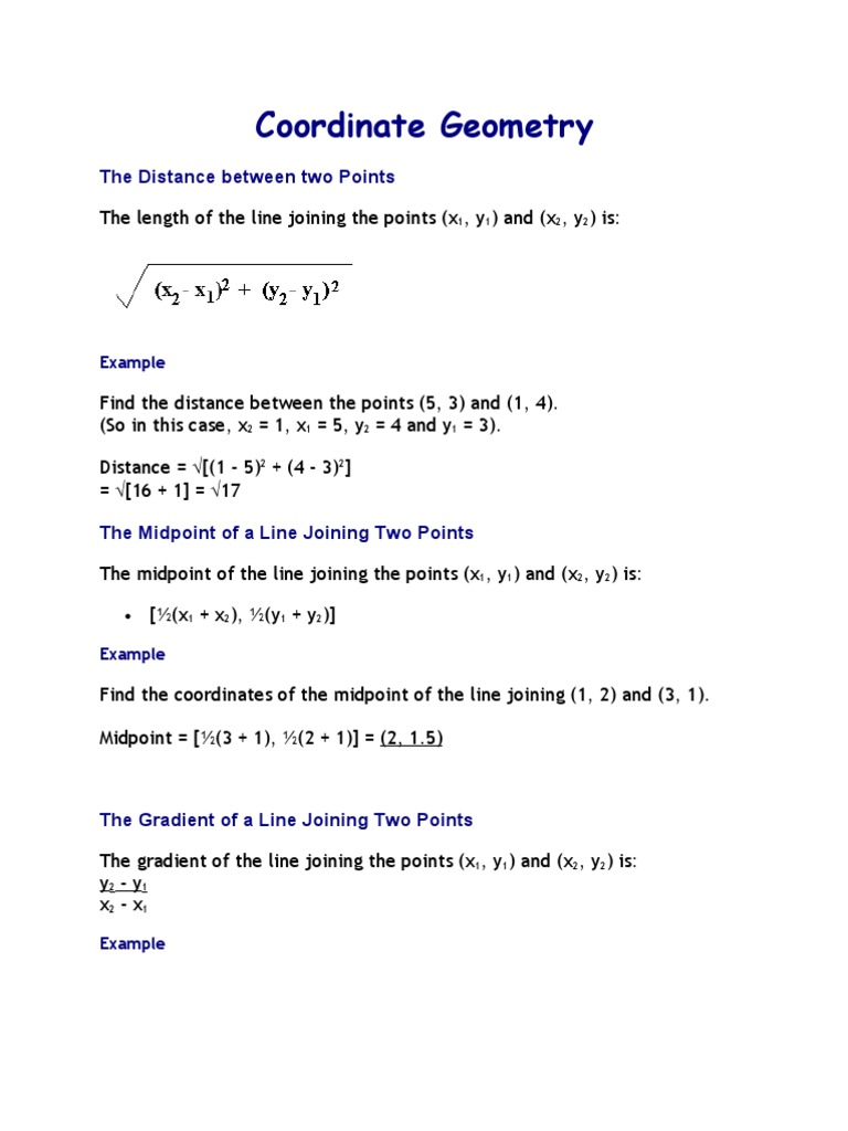 Coordinate Geometry Basics | PDF | Teaching Methods & Materials ...