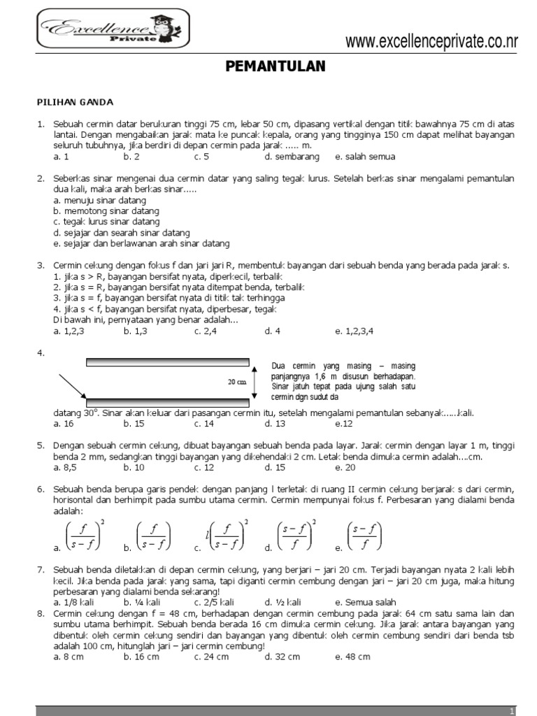 Latihan Soal Optik Geometri