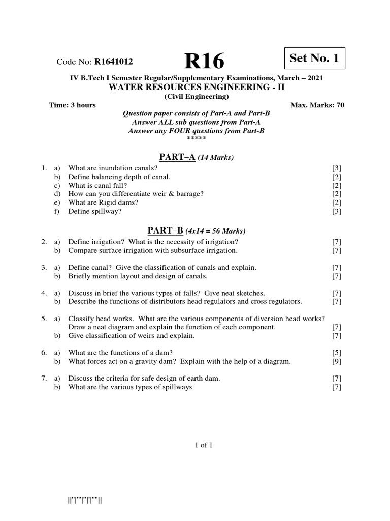 Water Resources Engineering II March 2021 PDF Dam Spillway