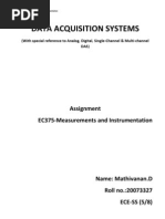 Data Acquisition Systems: Assignment EC375-Measurements and Instrumentation