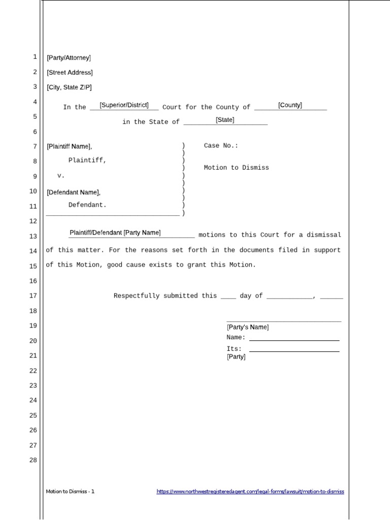 Motion to Dismiss Template | PDF