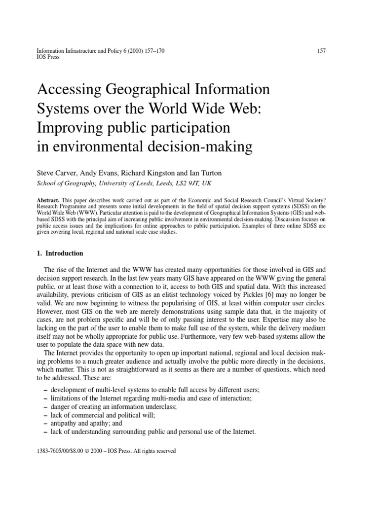 Accessing Geographical Information Systems Over The World Wide Web ...