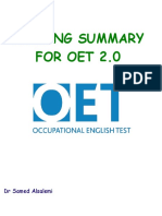 Reading Summary for Oet 2.0