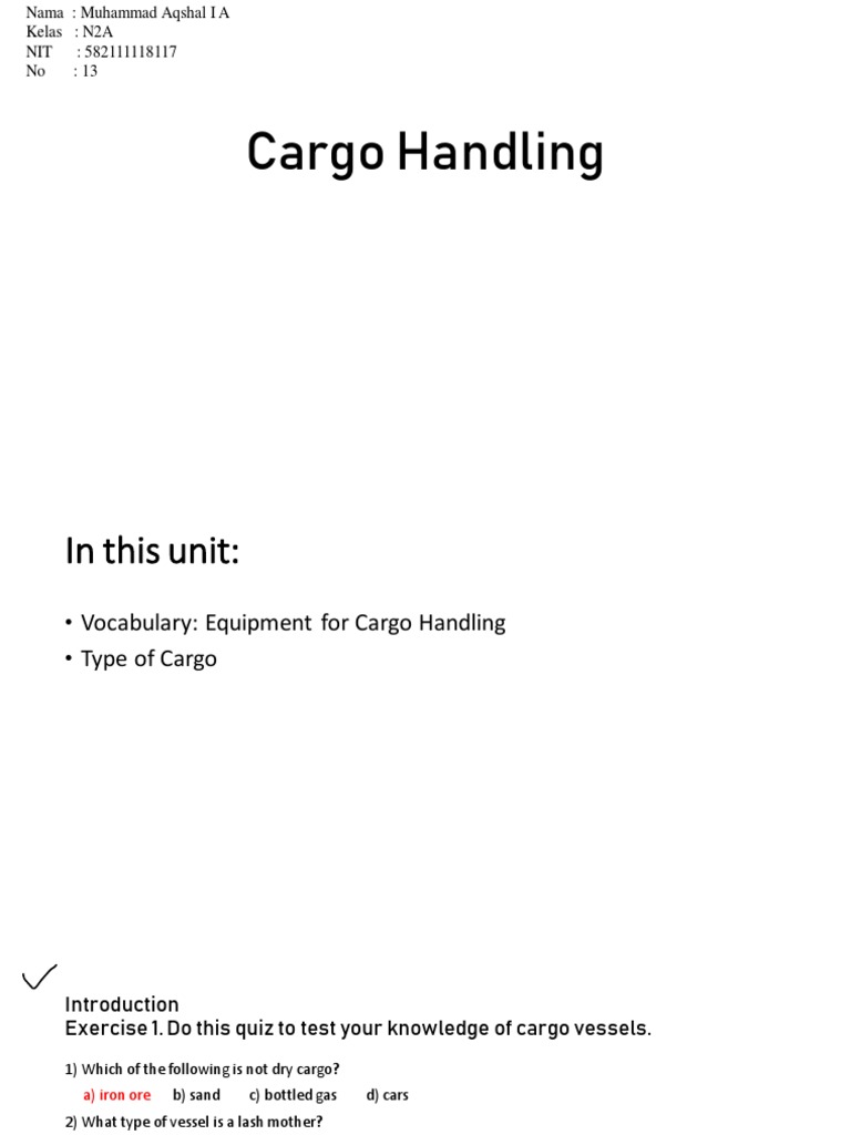 Cargo Handling Equipment PDF Cargo Stevedore