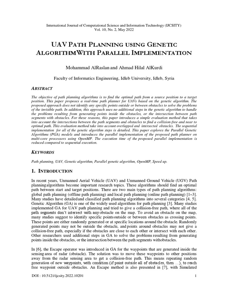 Uav Path Planning Using Genetic Algorithmwith Parallel Implementation ...
