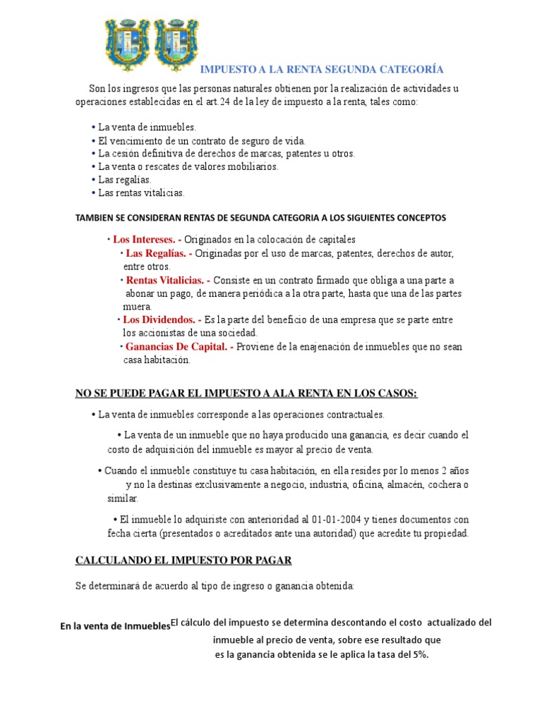 Impuesto a la Renta Segunda Categoría | PDF | Impuestos | Impuesto ...