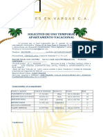 Planilla de Solicitud de Alquiler Caraballeda Fines de Semana