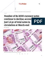 Number of Rs 2000 Currency Notes Continue To Decline Accounted For Just 1.6 PC of Total Notes in Circulation at March-End - ThePrint - PTIFeed