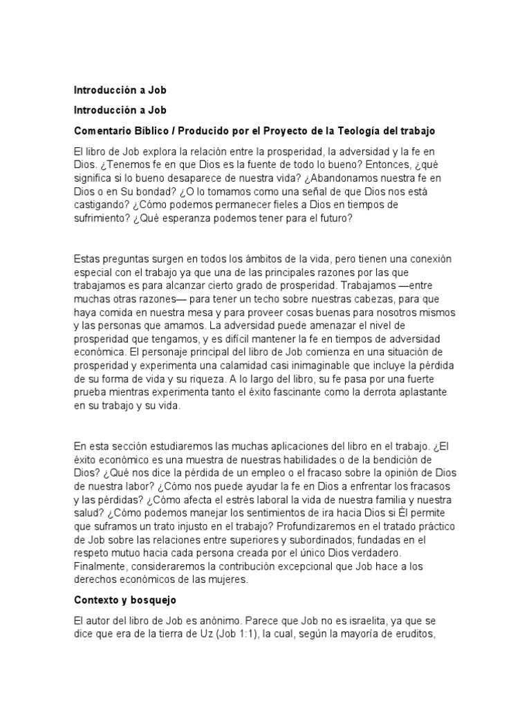Fe y Trabajo en el Libro de Job | PDF | Libro de trabajo | Dios
