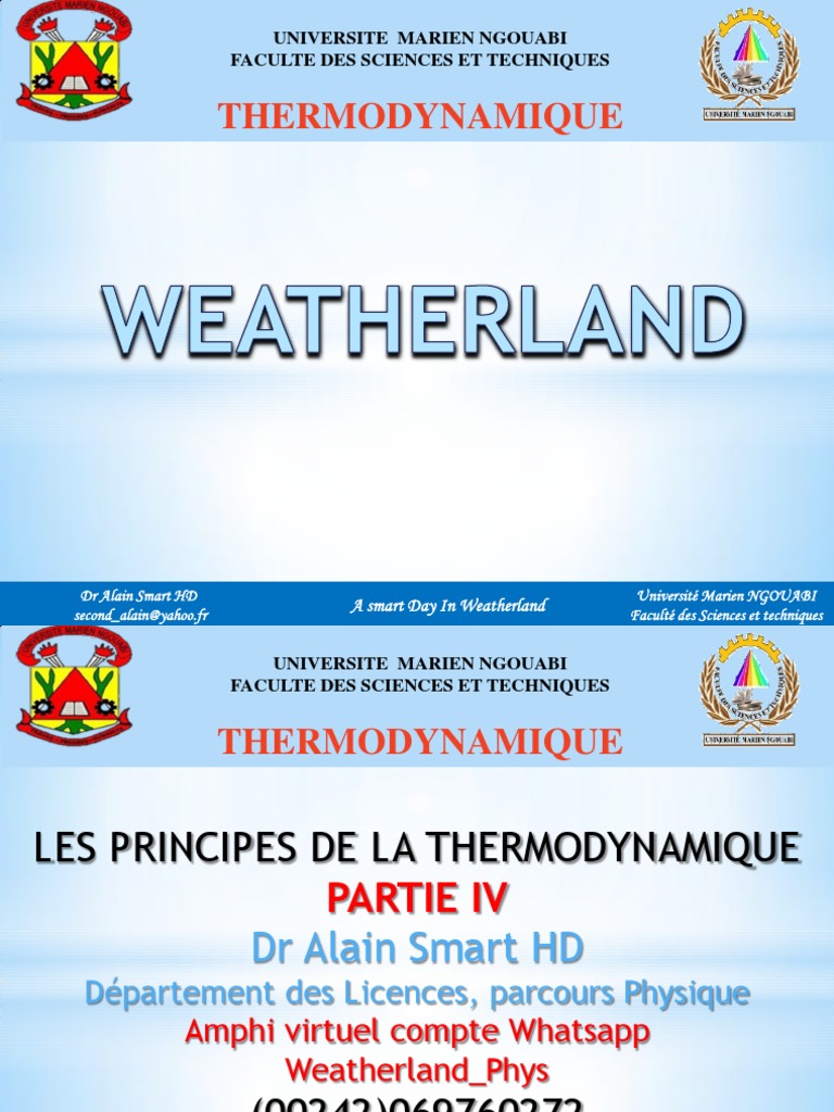 Principes de Thermodynamique à Weatherland | PDF | Thermodynamique ...