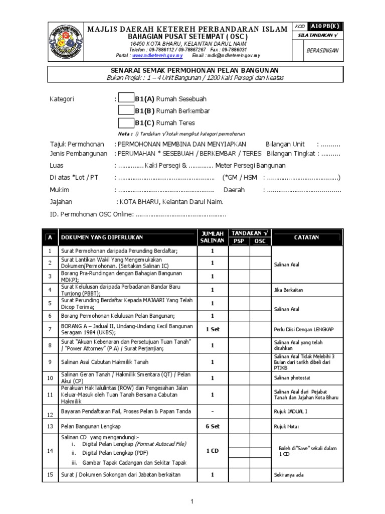 Senarai Semak Pelan Bangunan Rumah Sesebuah 0 | PDF