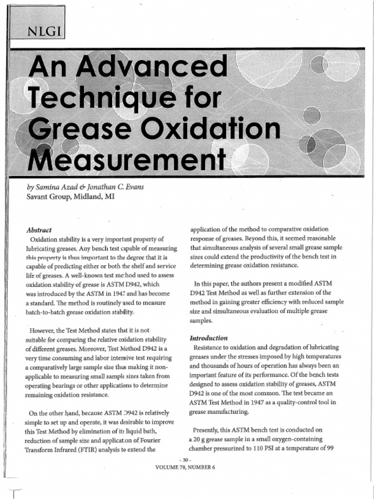 Advanced Technique For Grease Oxidation Measurement PDF