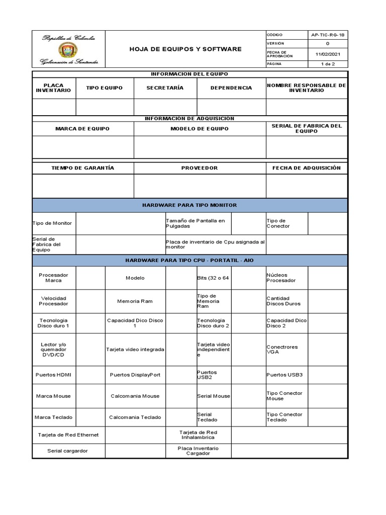 Inventario de Equipos y Software | PDF | Hardware de la computadora ...