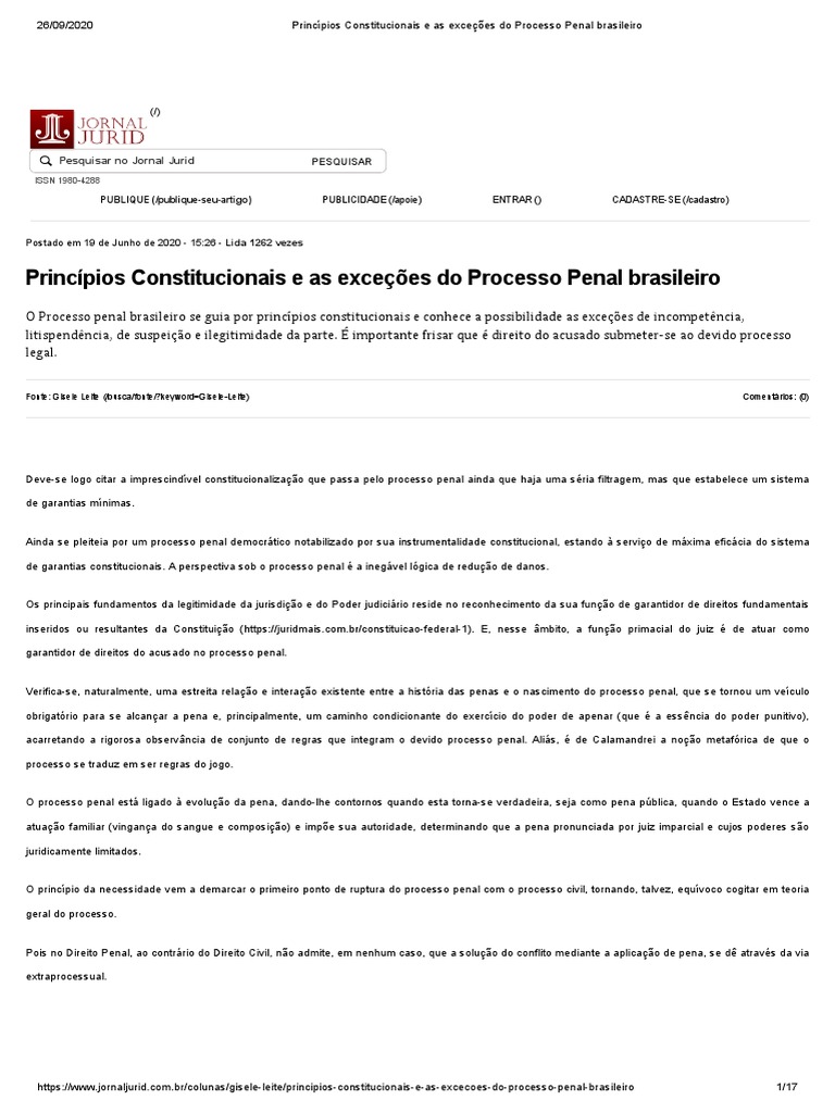 Princípios e Exceções no Processo Penal | PDF | Sentença (jurídico ...