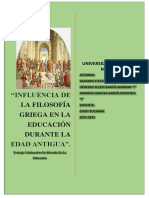 "Influencia de La Filosofía Griega en La Educación Durante La Edad Antigua".