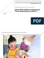 Los Países de Las Américas Deben Redoblar Los Esfuerzos para Alcanzar La Meta de 70% de Vacunación para La COVID-19 - OPS - OMS