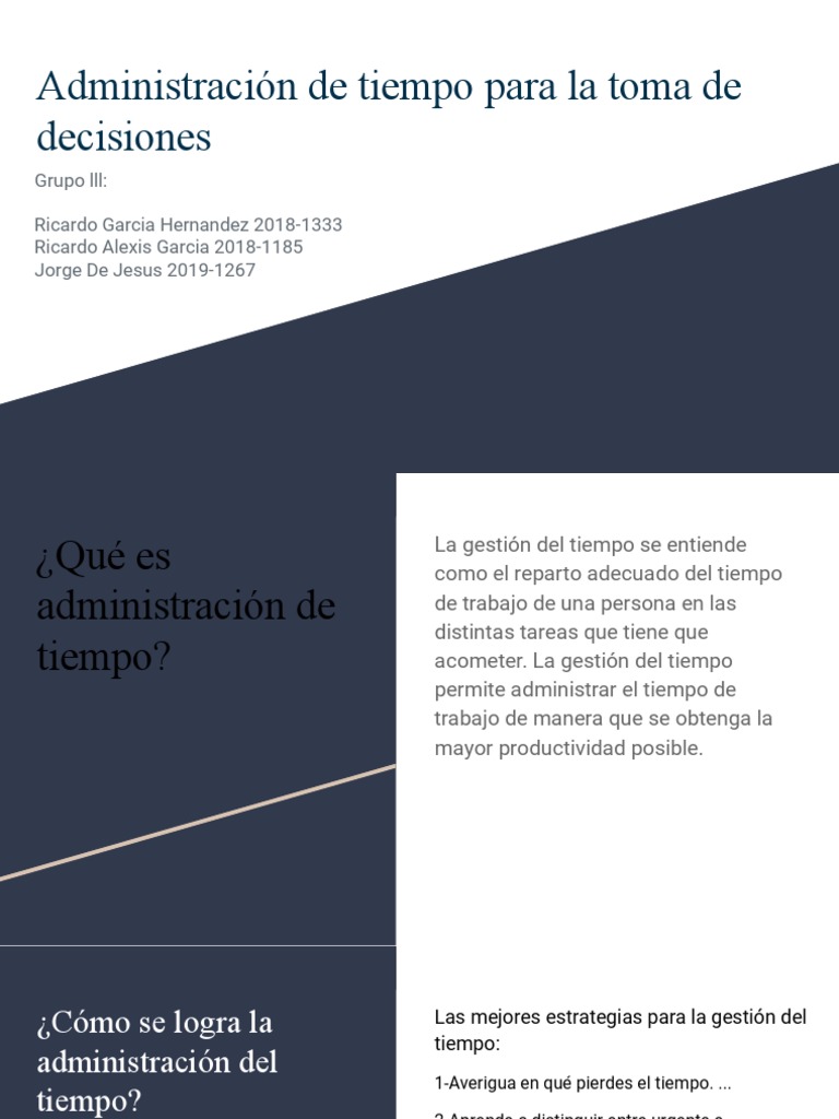 Grupo 3 - Administración de Tiempo para La Toma de Decisiones | PDF ...
