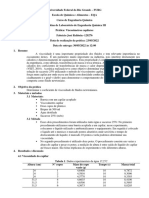 Determinação experimental da viscosidade de soluções utilizando viscosímetro capilar