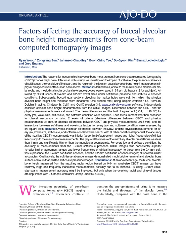 Factors Affecting The Accuracy of Buccal Alveolar Bone Height ...