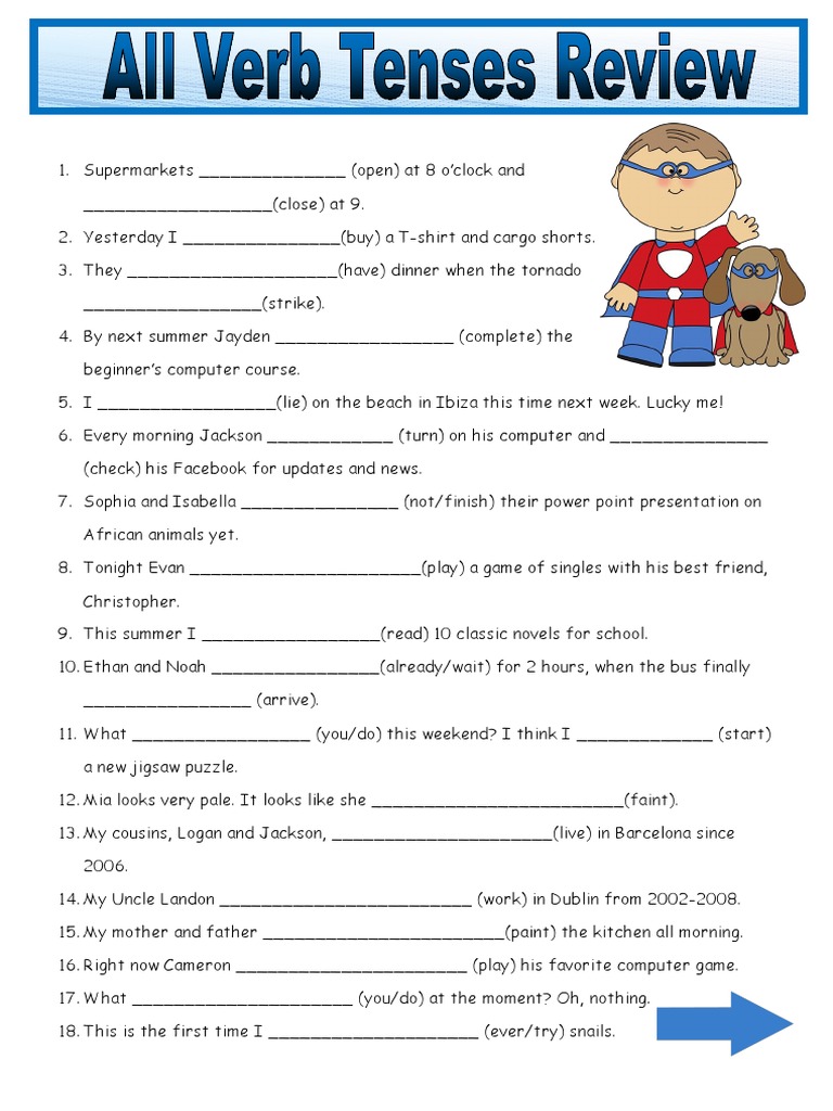 All Tenses Review With Key - 53811 | PDF | Art | Young Adult