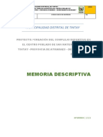 Memoria Descriptiva Creación Del Complejo Deportivo CP San Mateo