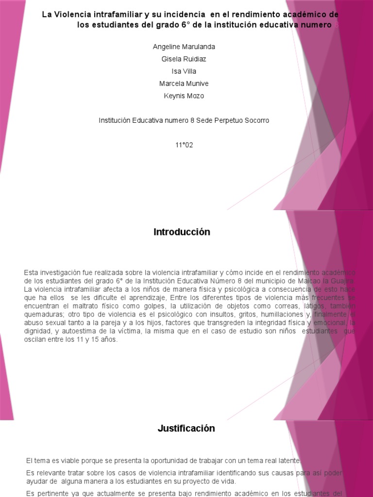 La Violencia Intrafamiliar y Su Incidencia en El Rendimiento Académico ...