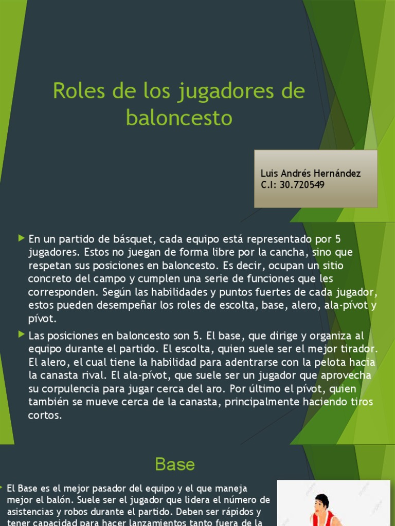 Roles de Los Jugadores de Baloncesto | PDF | Reglas y regulaciones  deportivas | Juegos de pelota