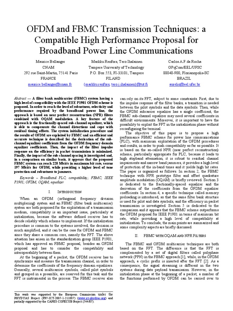 FBMC vs OFDM for Power Line Communications | PDF | Orthogonal Frequency ...