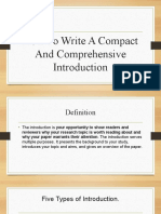 How To Write A Compact and Comprehensive Introduction Ms. Ambreen Kaukab
