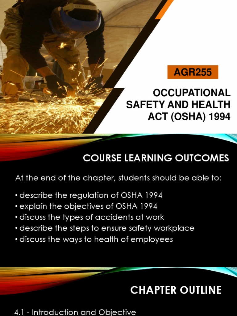 Agr255 Chapter 4 Osha | PDF | Occupational Safety And Health ...