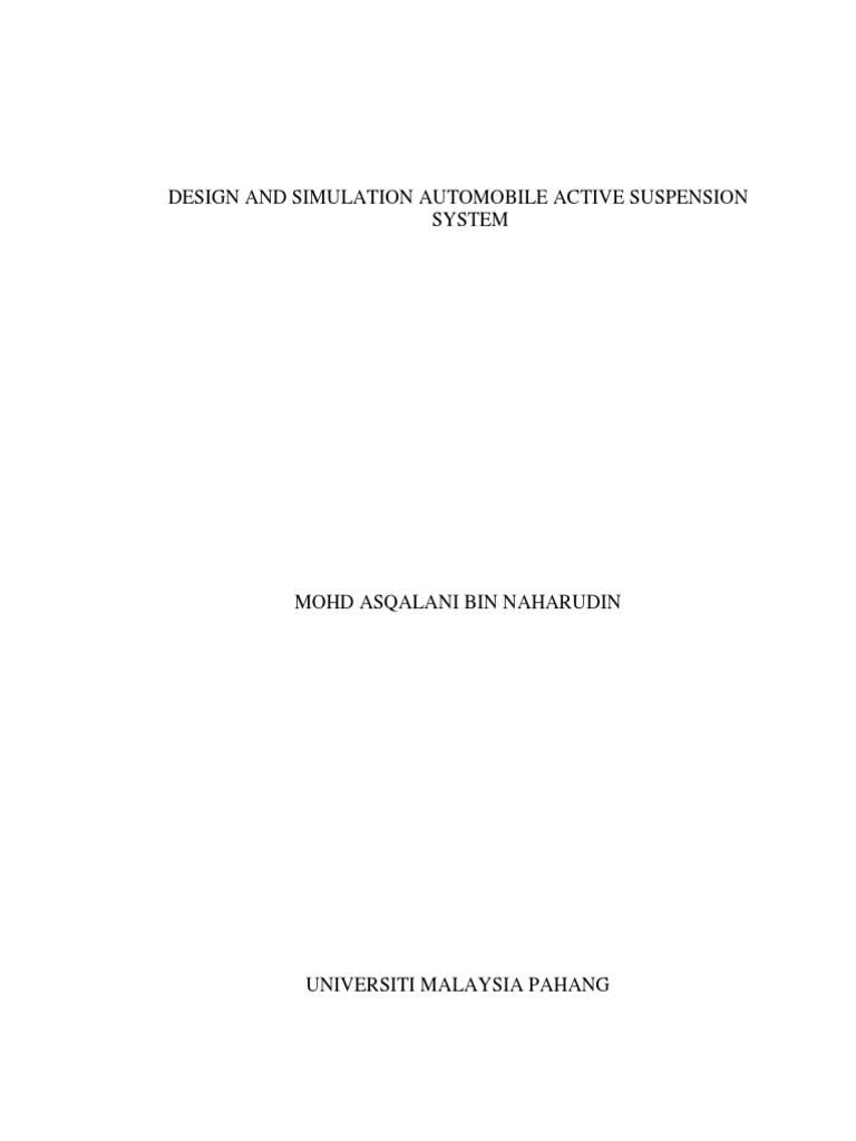 Design and Simulation Automobile Active Suspension System | PDF