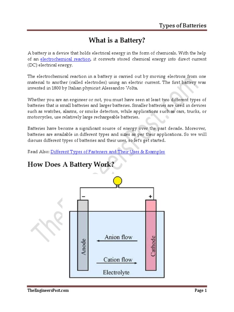 Types of Batteries PDF Rechargeable Battery Lithium Ion Battery