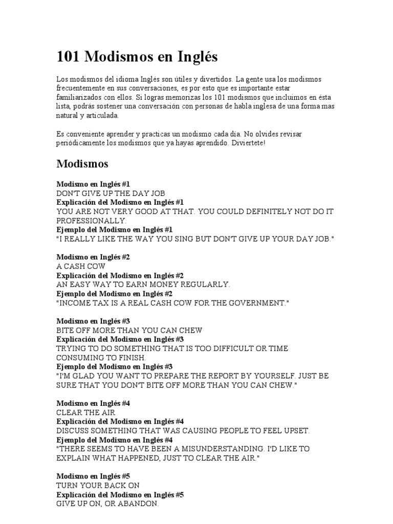 Modismos Comunes Manual De Modismos Americanos Mas Comunes Solomon