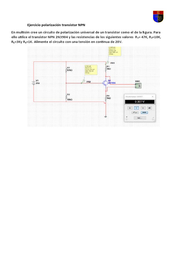 Polarización de Transistor NPN en Multisim | PDF | Tecnología