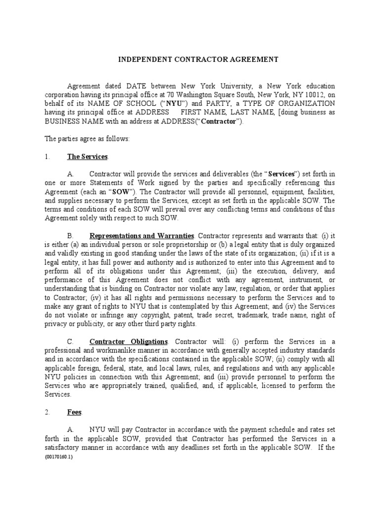 Independent Contractor Agreement | PDF | Liability Insurance | Indemnity