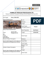 Formulir Tindakan Pencegahan (TP) : Pekerjaan Penyelesaian Pembangunan Bendungan Keureuto Kabupaten Aceh Utara (MYC