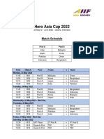 Hero Asia Cup 2022: Match Schedule