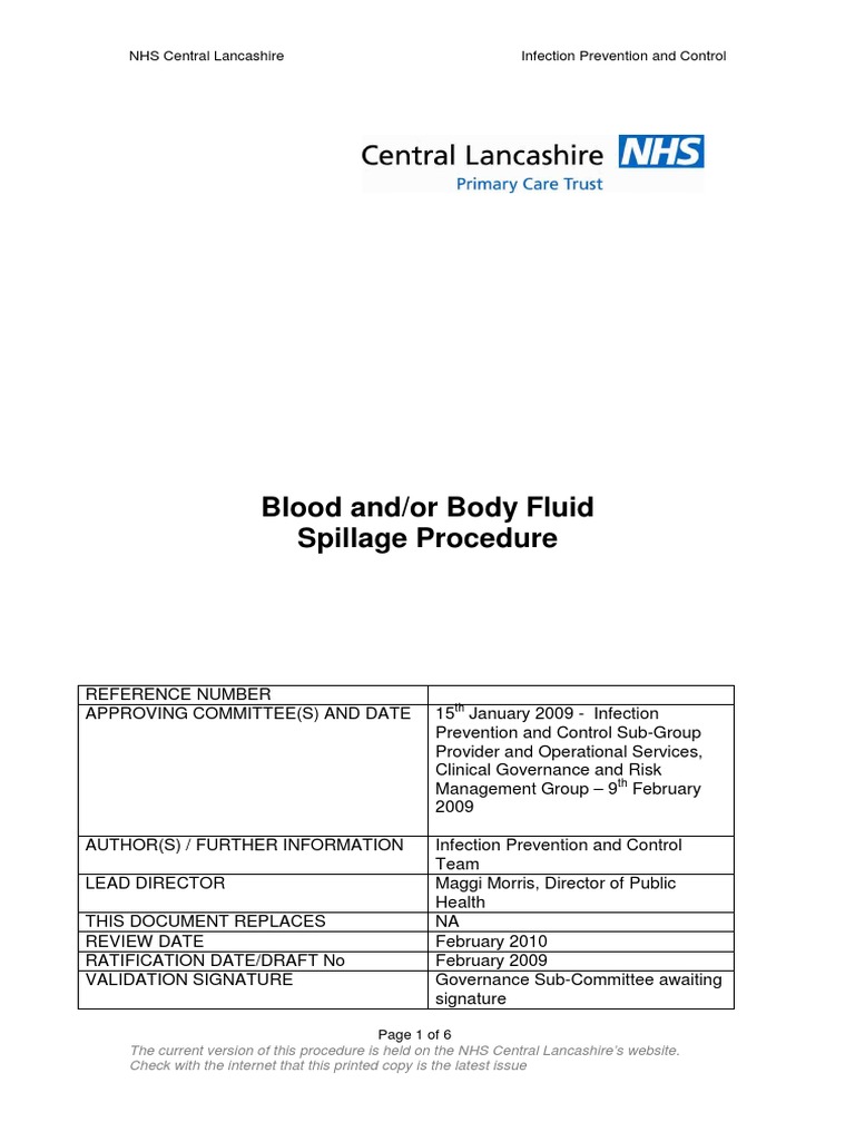BloodandBodyFluidSpillageProcedure According to international