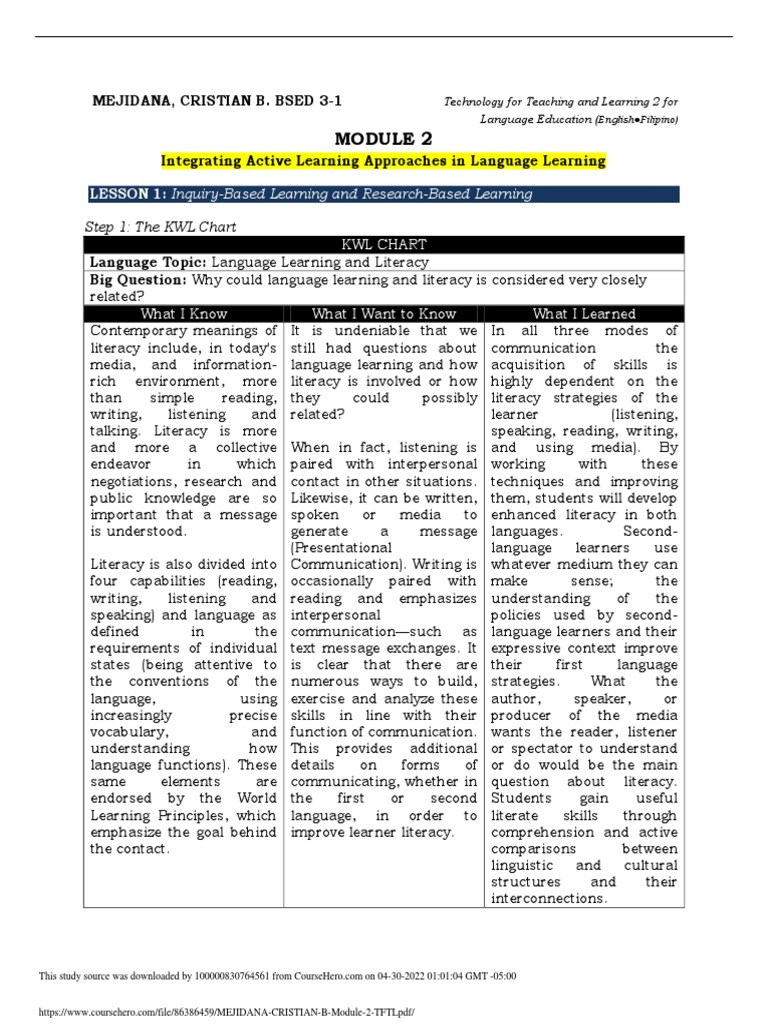 Inquiry-Based Learning in Language Education | PDF | Literacy | Poetry