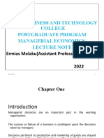 Select Buiness and Technology College Postgraduate Program Managerial Economics Lecture Note