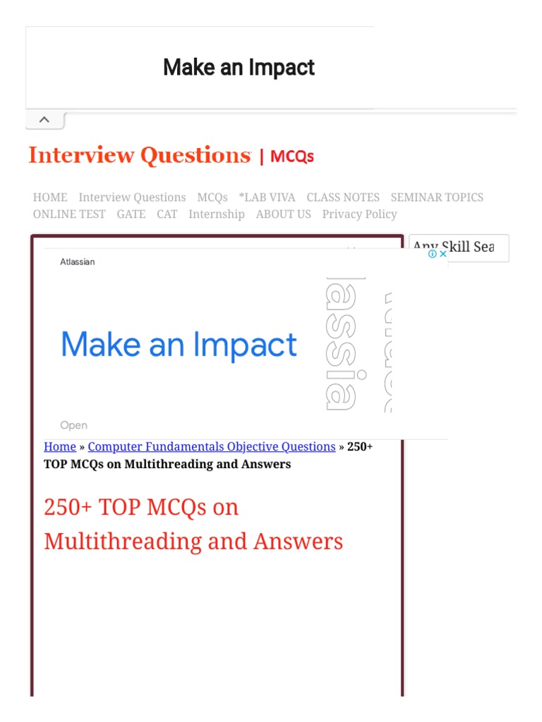Multithreading and Answers MCQ Java PDF Thread