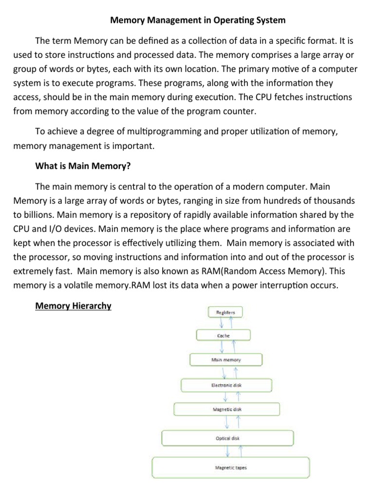 Memory Management in Operating System | PDF | Computer Data Storage ...