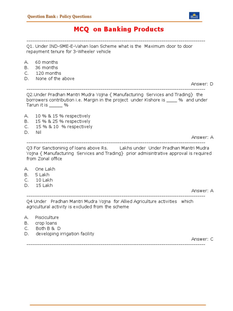 2-Policy Questions All | PDF | Loans | Reserve Bank Of India
