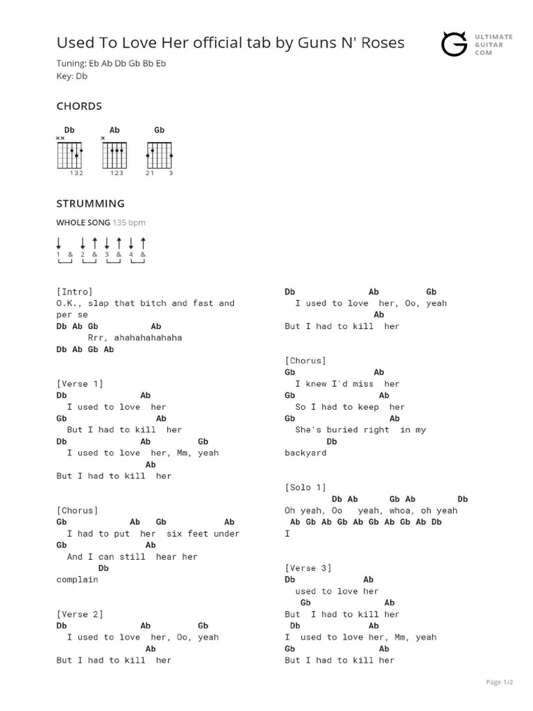 Used To Love Her Official Tab PDF
