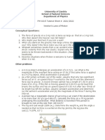 University of Zambia PHY1015 Tutorial Sheet 4 2021/2022 Newton’s Laws of Motion