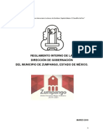 Reglamento Interno de La Dirección de Gobernación Del Municipio de Zumpango, Estado de México