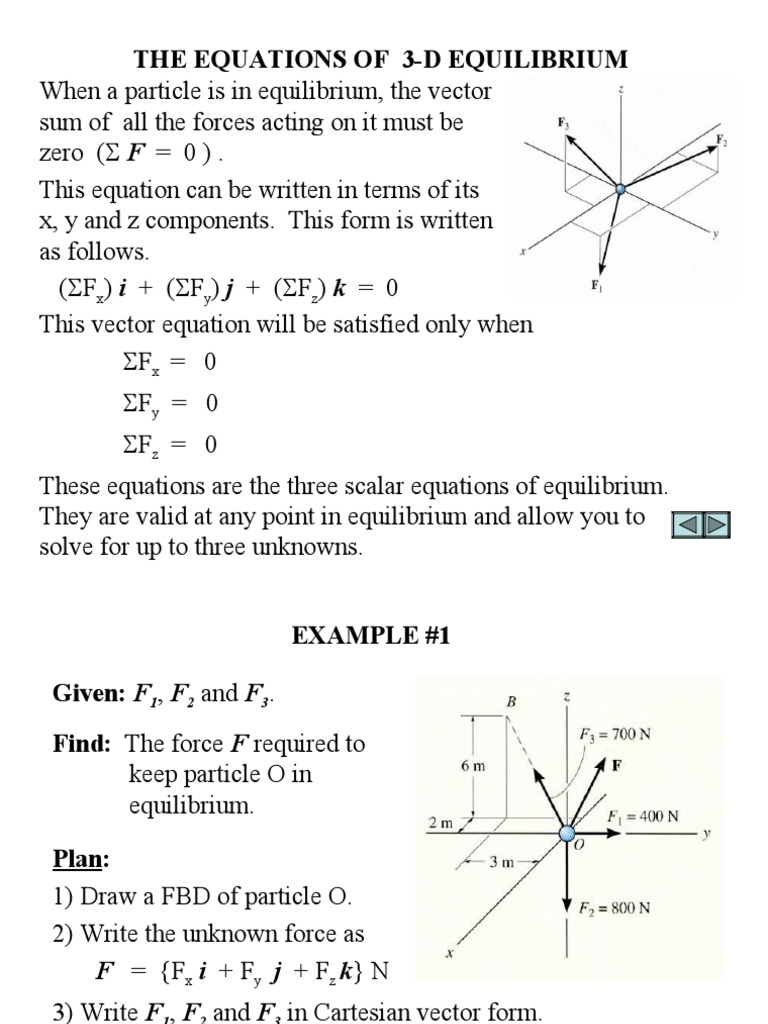 3-D Equilibrium Equations | PDF | Euclidean Vector | Force